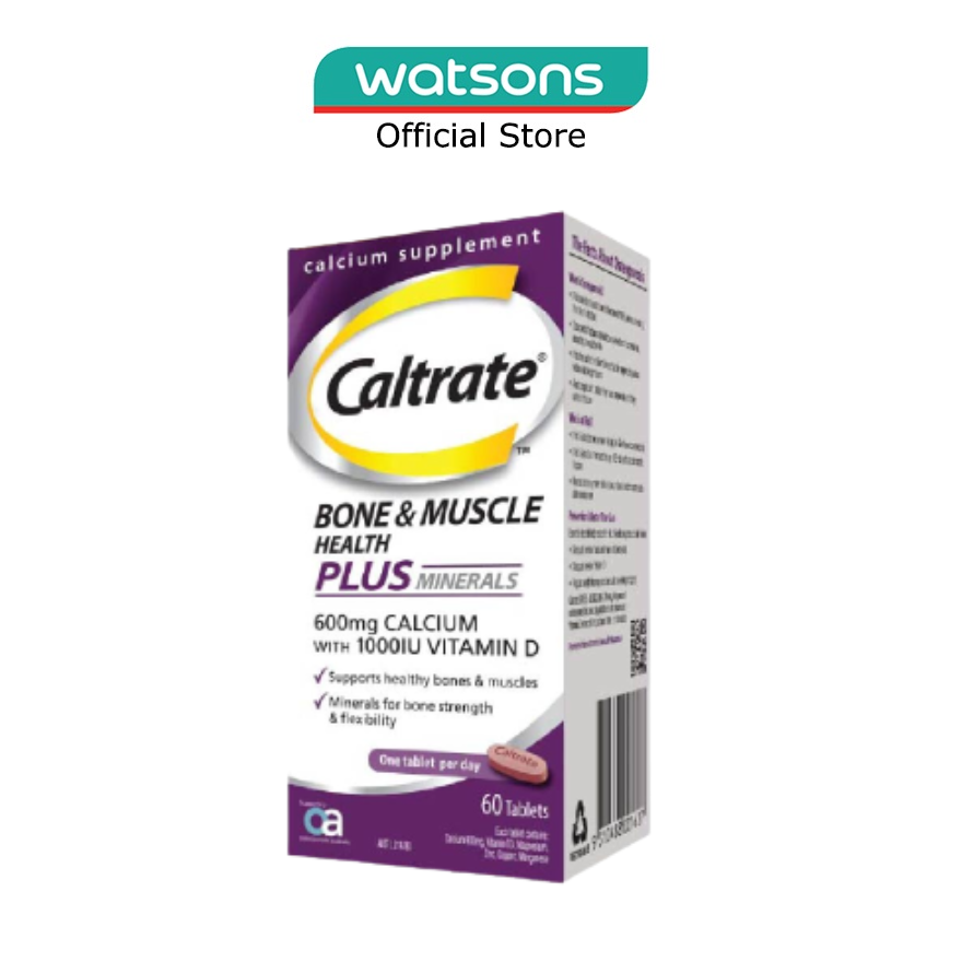 CALTRATE Bone & Muscle Health Plus Triple Action Calcium + 1000IU Vitamin D + Minerals Supplement Tablet (For Strong Bones & Muscles) 60s