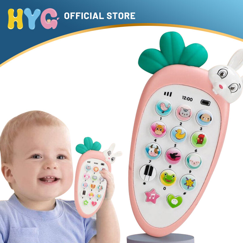 Baby Cell Phone Toy for Learning and Play Early Education Telephone with Silicone Cover Music Lights for 0-1 Year Old Kids with lanyard【Shipped within 3 days】