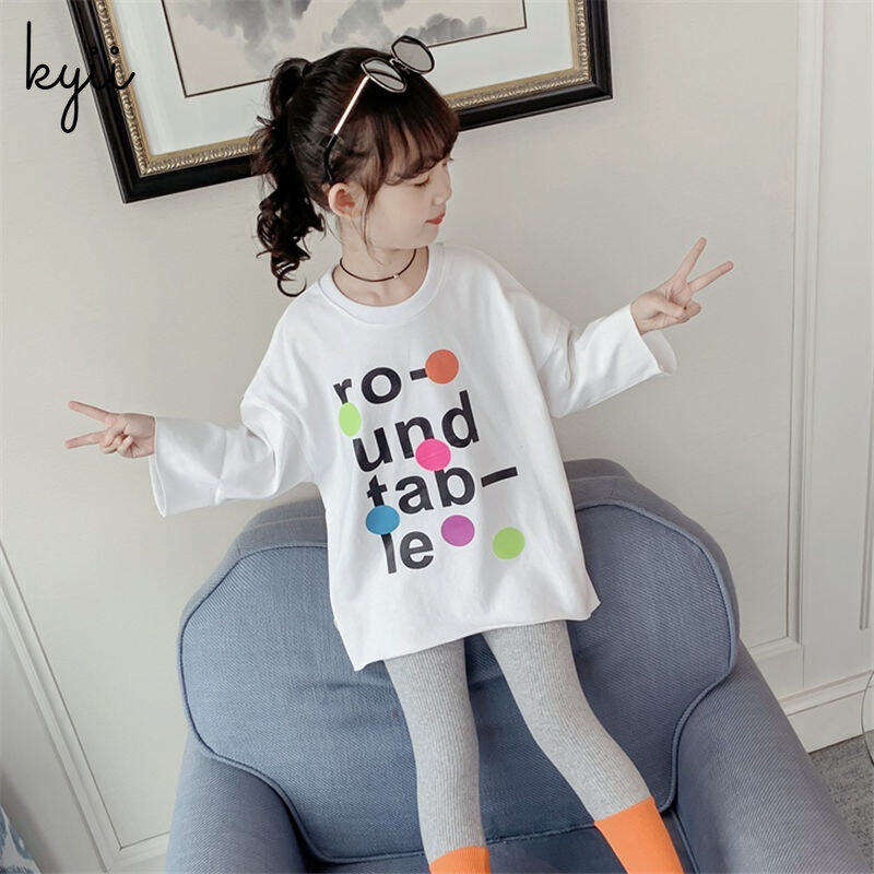 KYII baby Korean children long-sleeved Round-neck girls Casual Top kyii0102