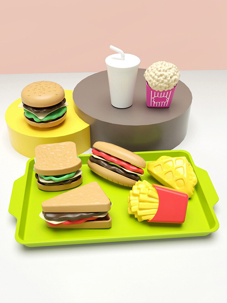 9PCS 17PCS Children Kitchen Food Toys Set Dessert Ice Cream Set Play House Simulation Toys Burger Fries Hot Dog Set Cash Register Safe And Nontoxic Fun Games For Kids